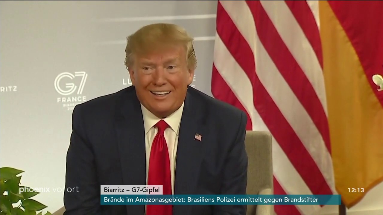 Pressekonferenz mit Angela Merkel und Donald Trump zum G7-Gipfel am 26.08.19