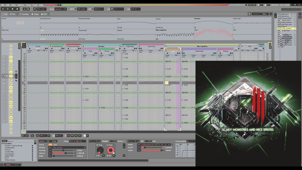 Skrillex Scary Monsters in Renoise