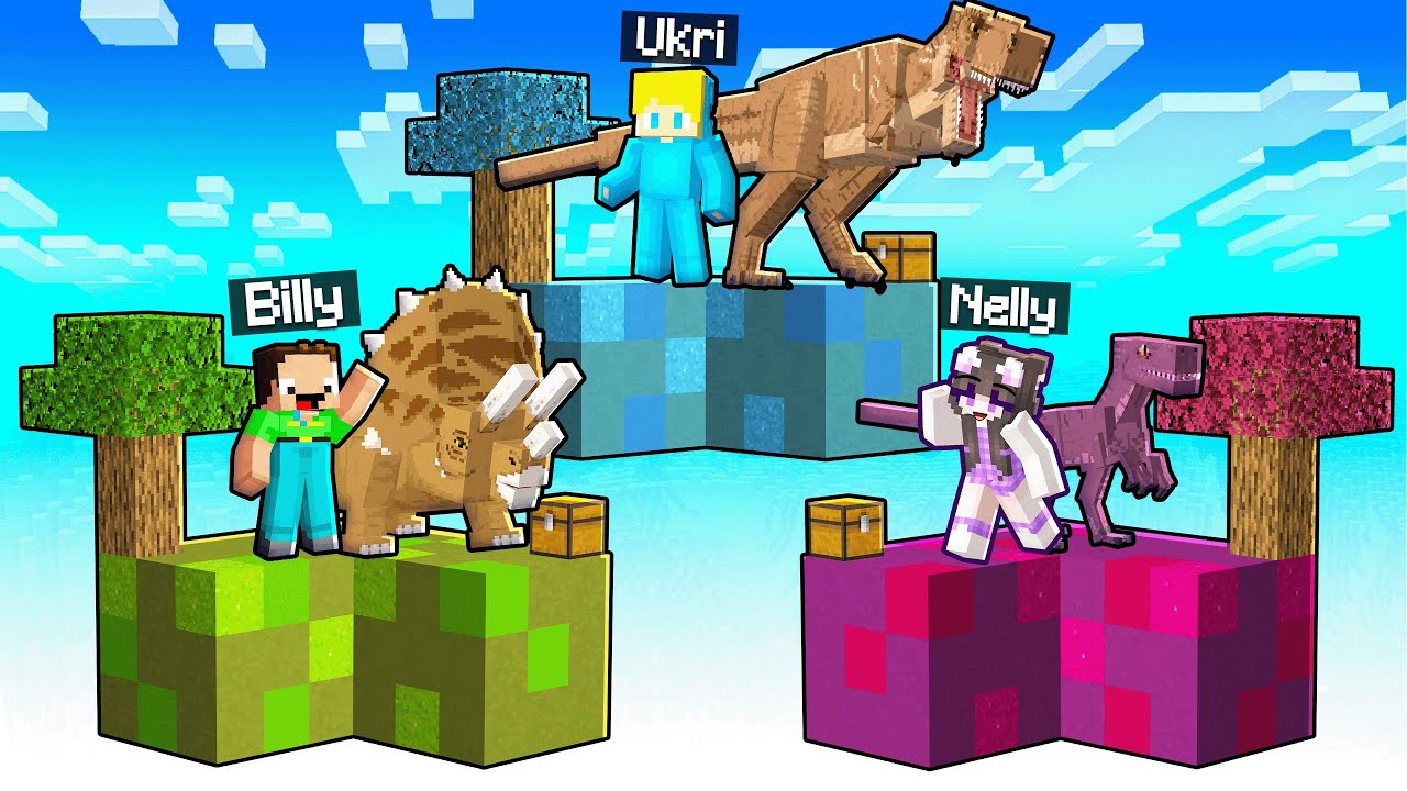 Ukri vs Billy vs Nelly: Dinosaurier SKYBLOCK BATTLE in Minecraft!