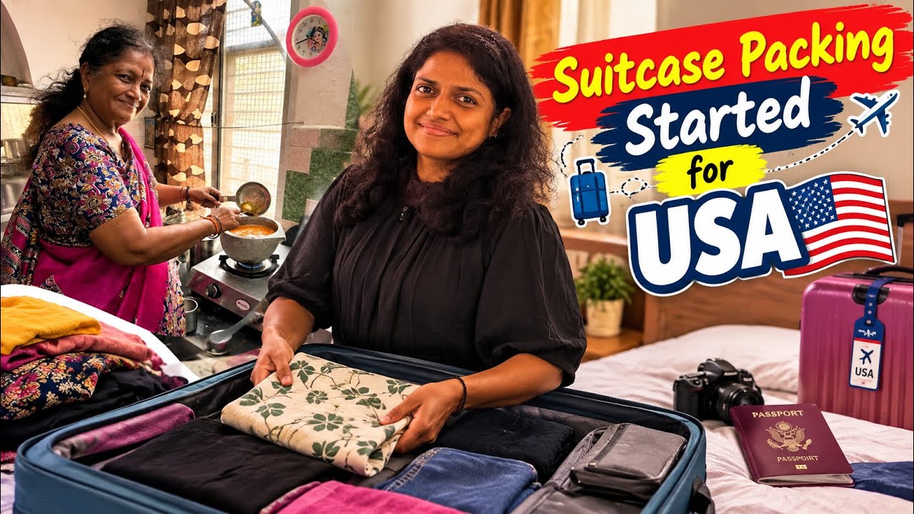 Getting ready for USA🇺🇸Packing suitcase with Amma&rsquo;s Food~ India to America Trip~Family Traveler VLOG