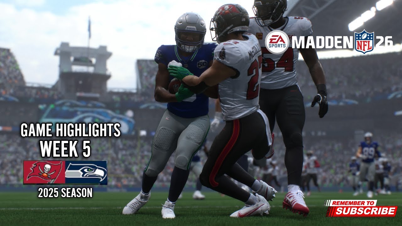 Buccaneers vs Seahawks | Week 5 Game Highlights | Madden 26 Simulation