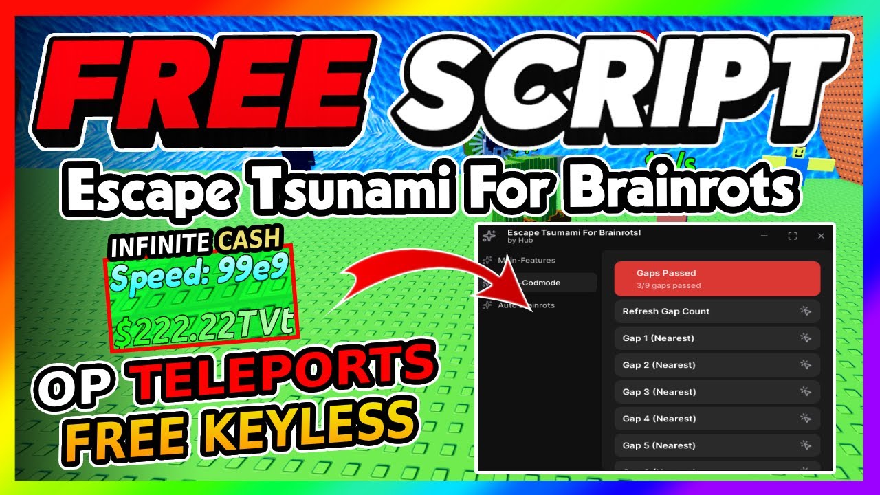 Escape Tsunami For Brainrots Script *NO KEY* - TELEPORT BYPASS, DUPE, AUTOFARM + More!