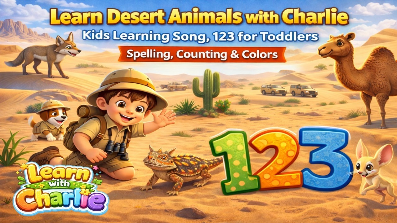 Learn Desert Animals & 123 for Toddlers | Spelling, Counting & Colours with Charlie | Learning Song