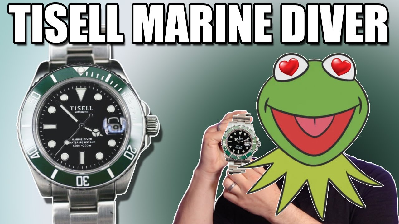 Часы TISELL Marine Diver | ВСЕ ЕЩЕ ЛУЧШИЕ часы Starbucks Cermit Submariner Homage в 2022 году? (4K)