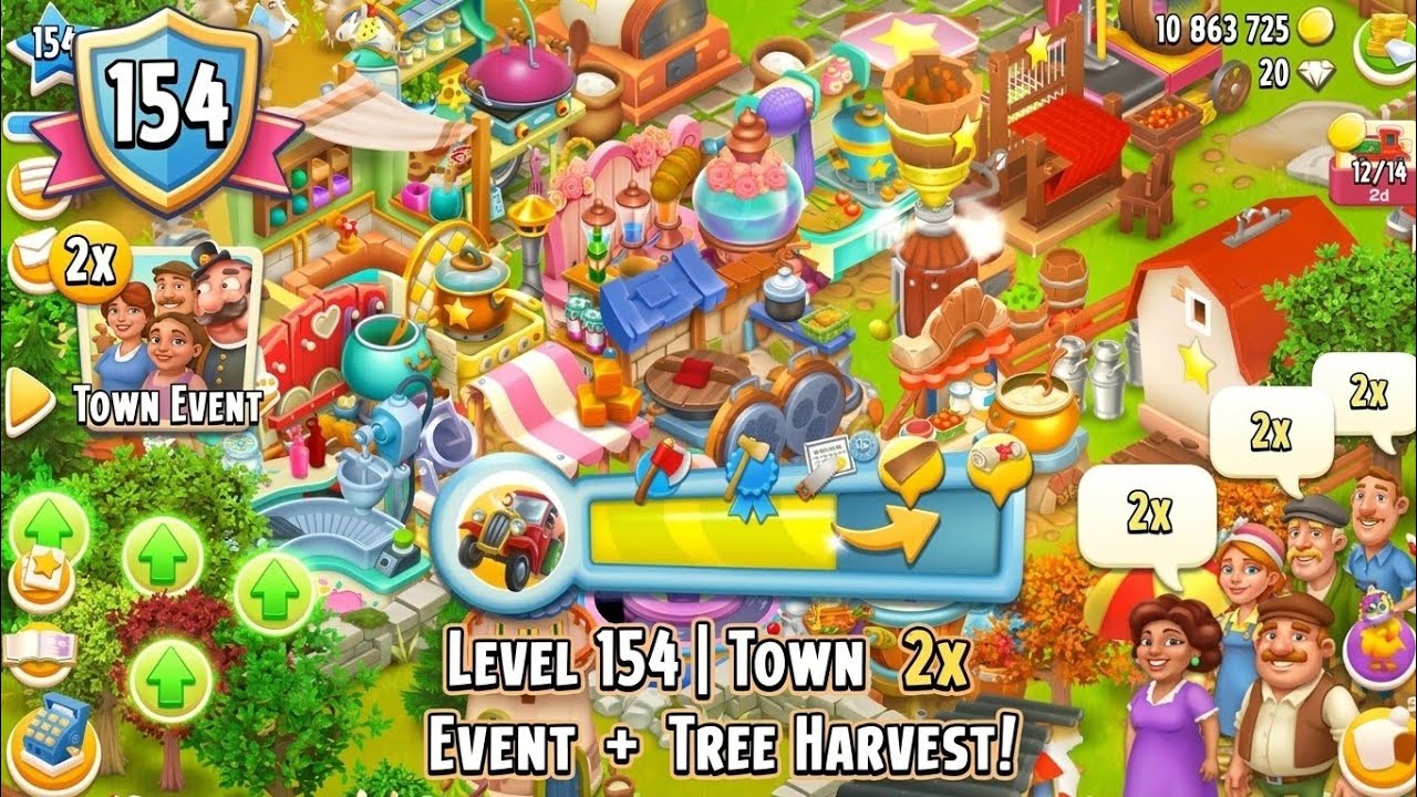 Hay Day Level 154 Gameplay 🌾 | Town 2x Event + Tree Farming & Harvesting #hayday 