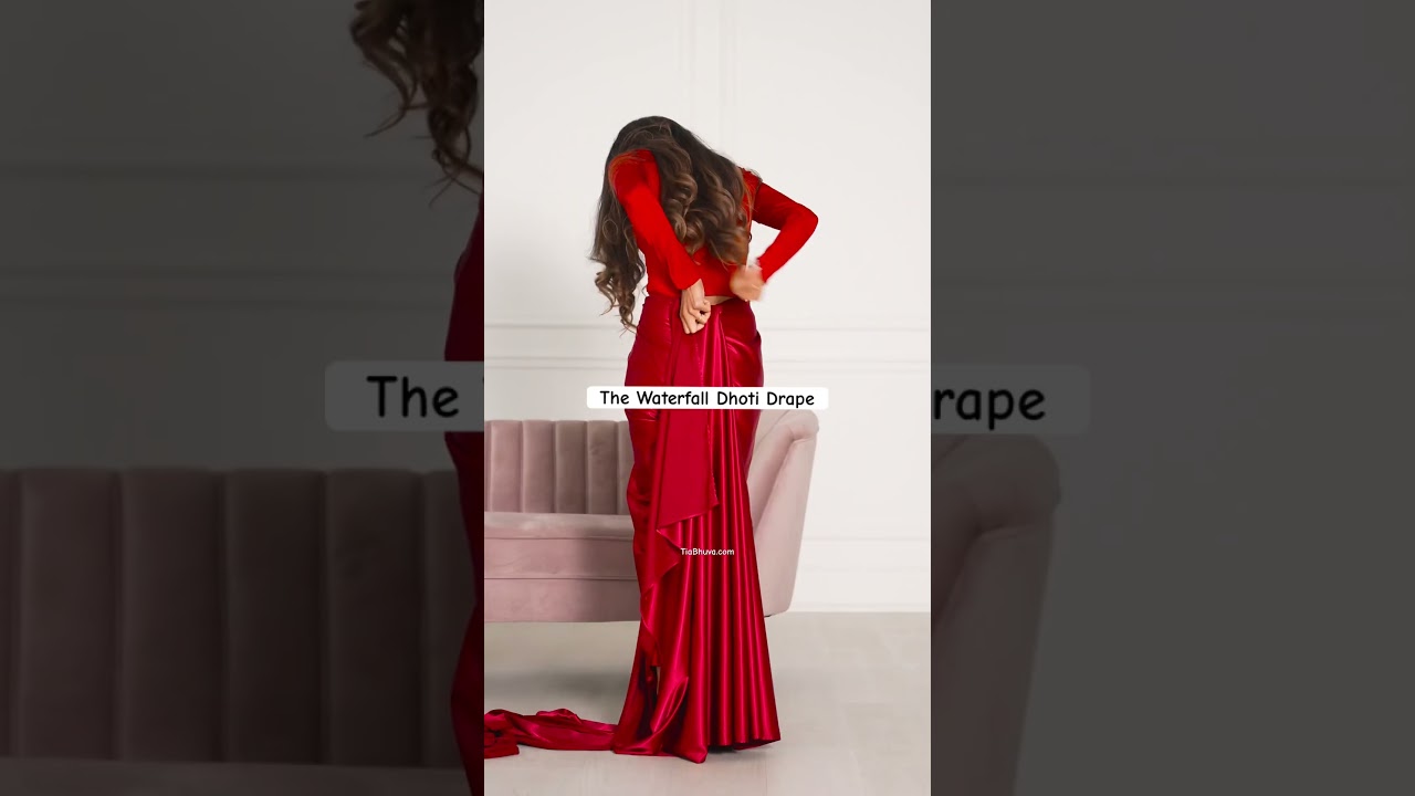 The Waterfall Dhoti Drape | saree with pants style | modern saree drape | farewell saree | #shorts