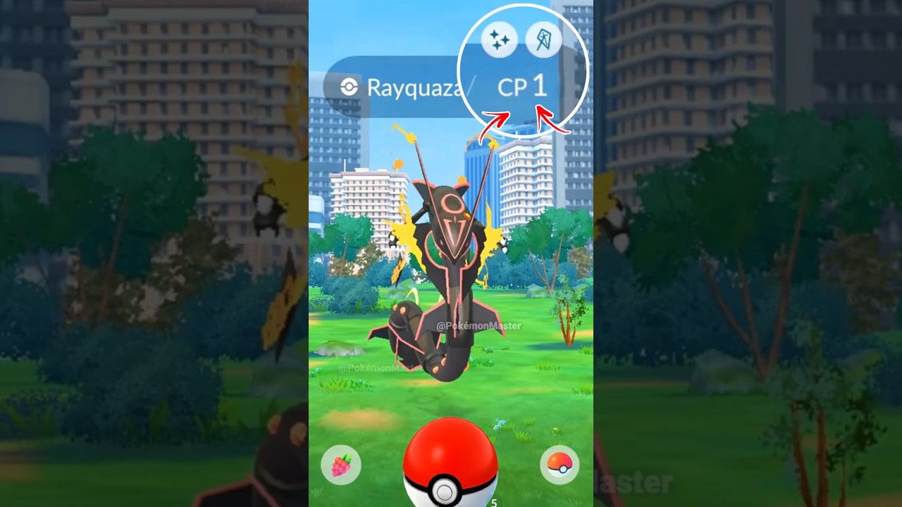 Wild LeveL 1 Shiny MEGA RAYQUAZA in Pokemon GO.