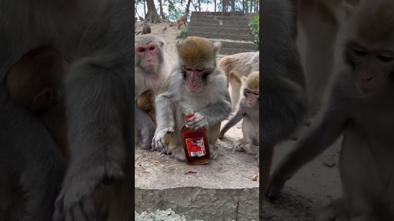 Drunk monkey 🐒🐵. #pets #monkey #alcohol