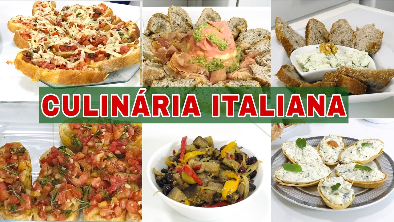 CULINÁRIA ITALIANA 4 OPÇÕES DE ENTRADAS  BRUSCHETTA  /CAPONATA DE BERINJELA /BARQUETE E BURRATA