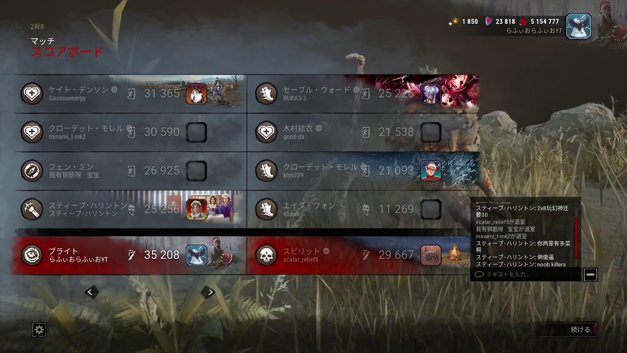 【DBD】2v8ブライトのやり過ぎで、寝るとき目を閉じると突進してる。ブライト症候群　らふぃおらふぃお