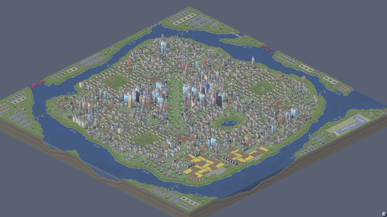 SimCity 3000 Unlimited - Noroad Island City Tour [with buildings placed individually]