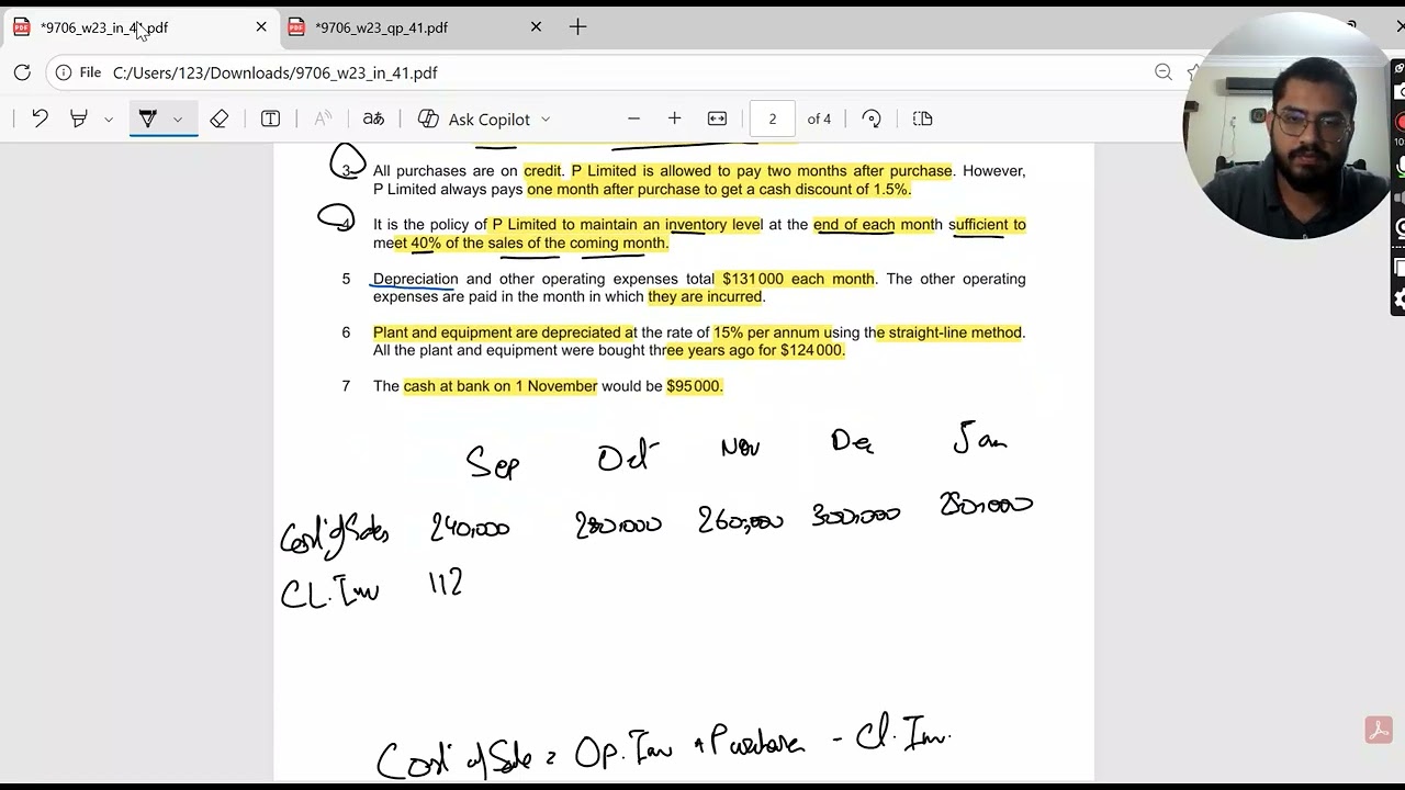 Budgeting Practice - Oct/Nov 2023 Paper 41