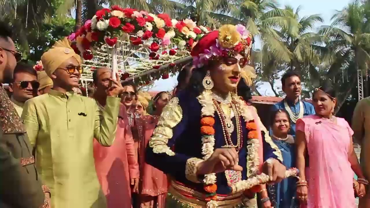 Varmala Concept Entry with Radha Krishna.