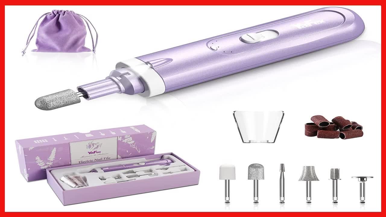 YaFex Electric Nail File Manicure Pedicure, Cordless Rechargeable Nail Filer Drill Kit with Storage