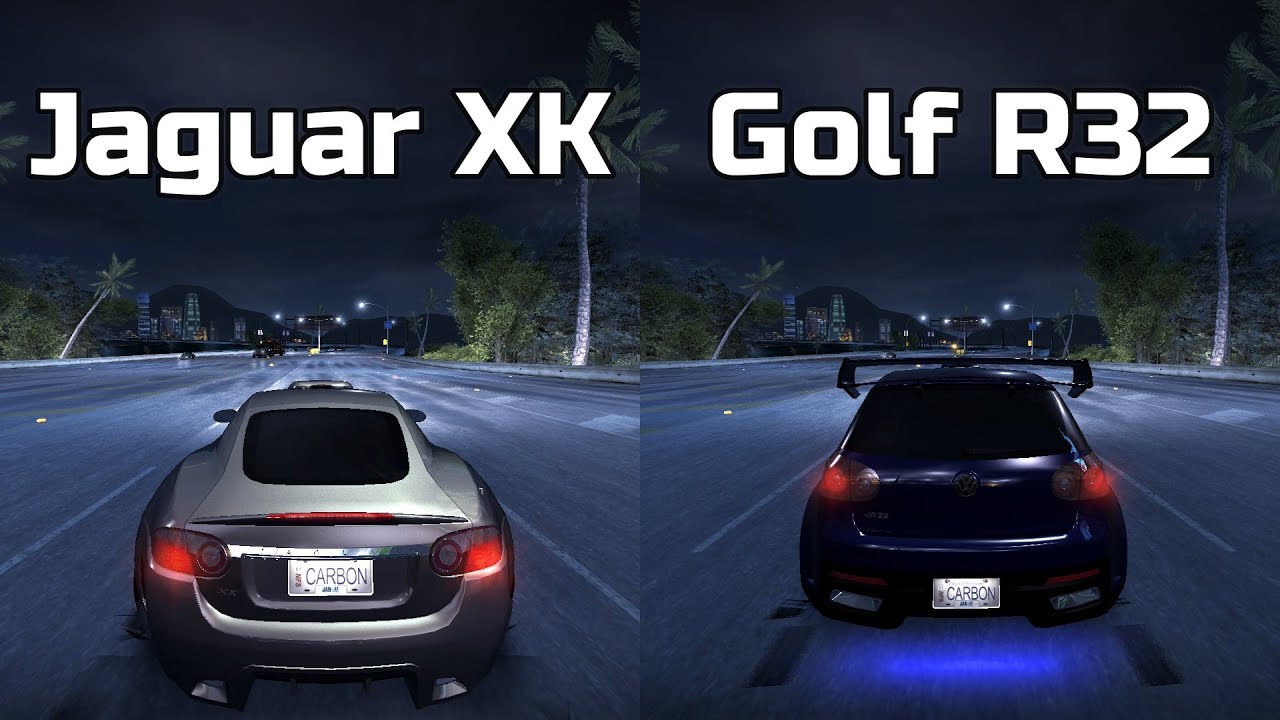 Jaguar XK vs Volkswagen Golf R32 - Need for Speed Carbon (Drag Race)