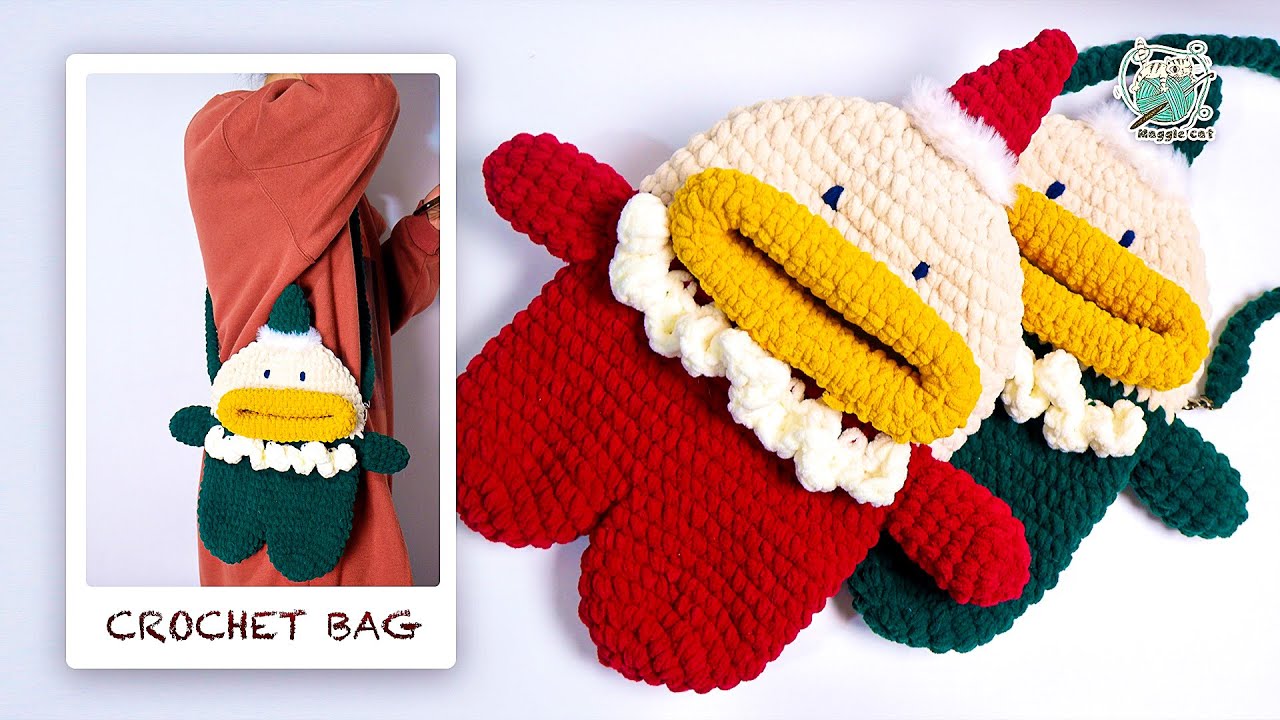 #crochet crochet bag可爱的钩针编织大嘴斜跨包，简单的钩编图案视频分享