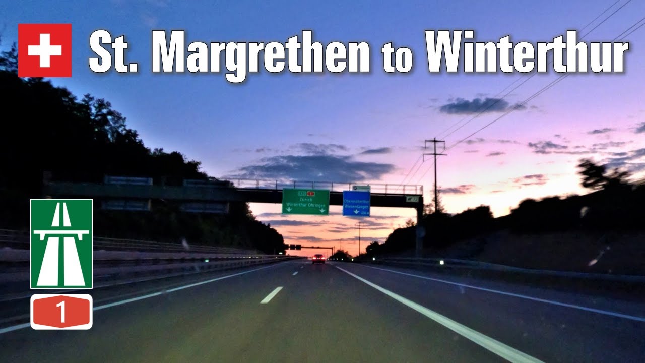 A1 - Sunset Drive Switzerland 🇨🇭 St. Margrethen to Winterthur • Autobahn/Motorway/Highway [4K]