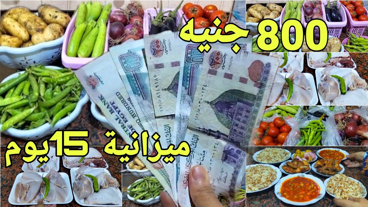 ميزانية 800 جنيه 👌مشتريات 15 يوم لأسرة 6 أفراد تقسيمة عملية وذكية وجبات مشبعة هتملي بيتك خير☘️