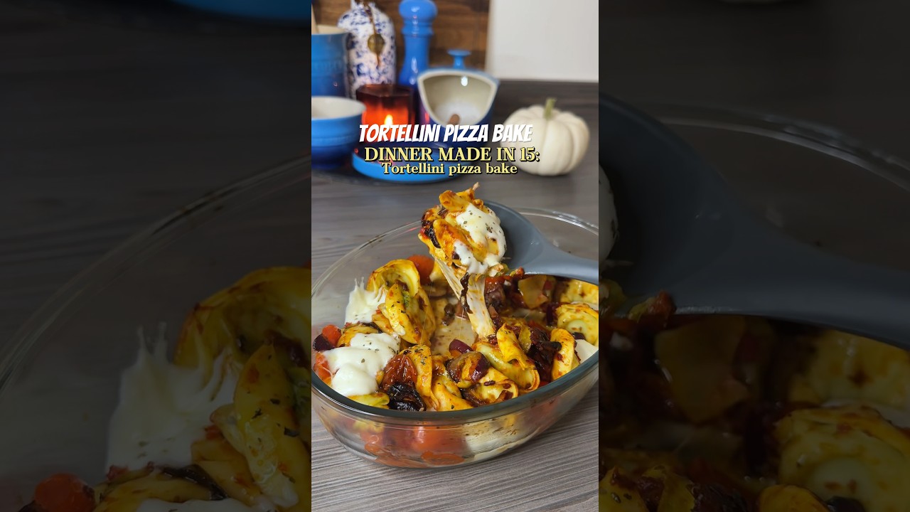 Tortellini pizza bake made in 15 minutes ✨🤭