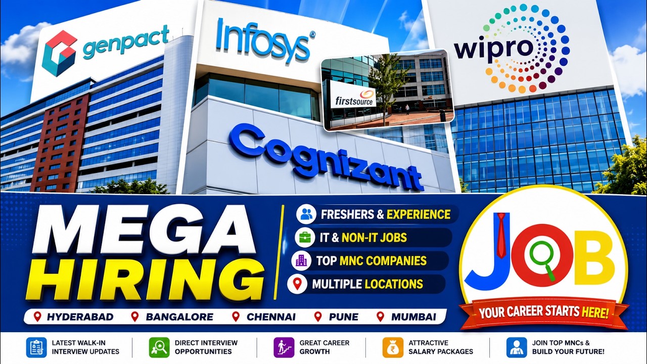 🚨 Walk-In Interviews 2026 | Top MNC Jobs for Freshers & Experienced | Apply Now