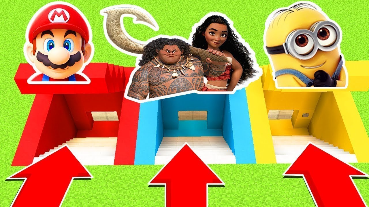 NE CHOISISSEZ PAS LE MAUVAIS BUNKER SUR MINECRAFT ! Vaiana , Les Minions , Mario