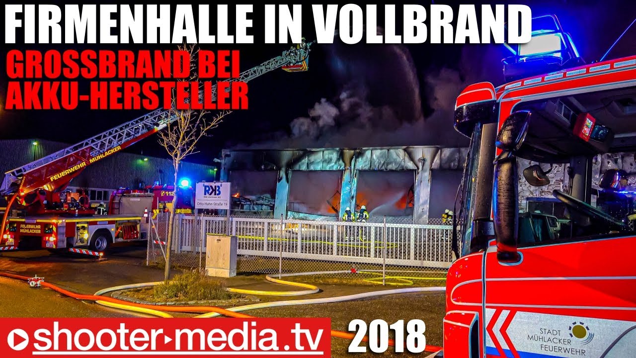🔥🔥  Großbrand bei Akku-Hersteller  🔥🔥 |  Firmenhalle in Vollbrand  |  Flammen & Rauch