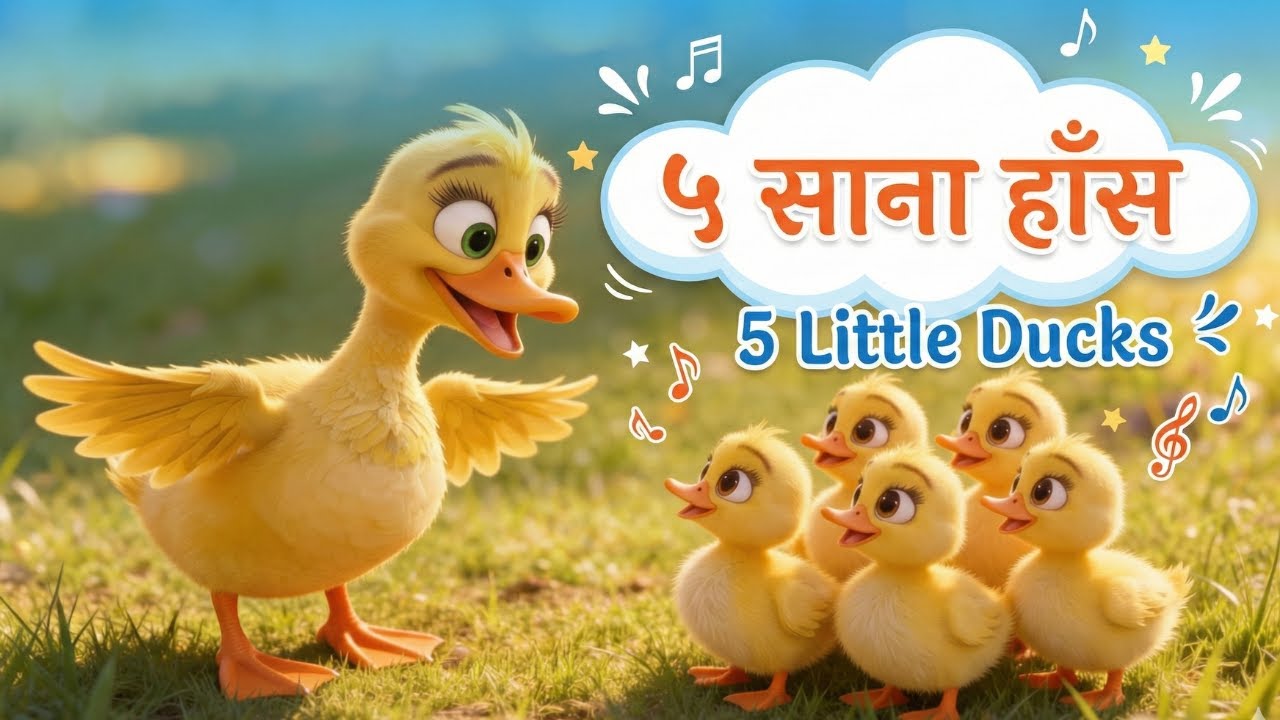 पाँच साना हाँस 🐥🐥🐥🐥🐥 5 Little Ducks  | Cute Nepali Kids Song | बालगीत #nepalirhymes #balgeet