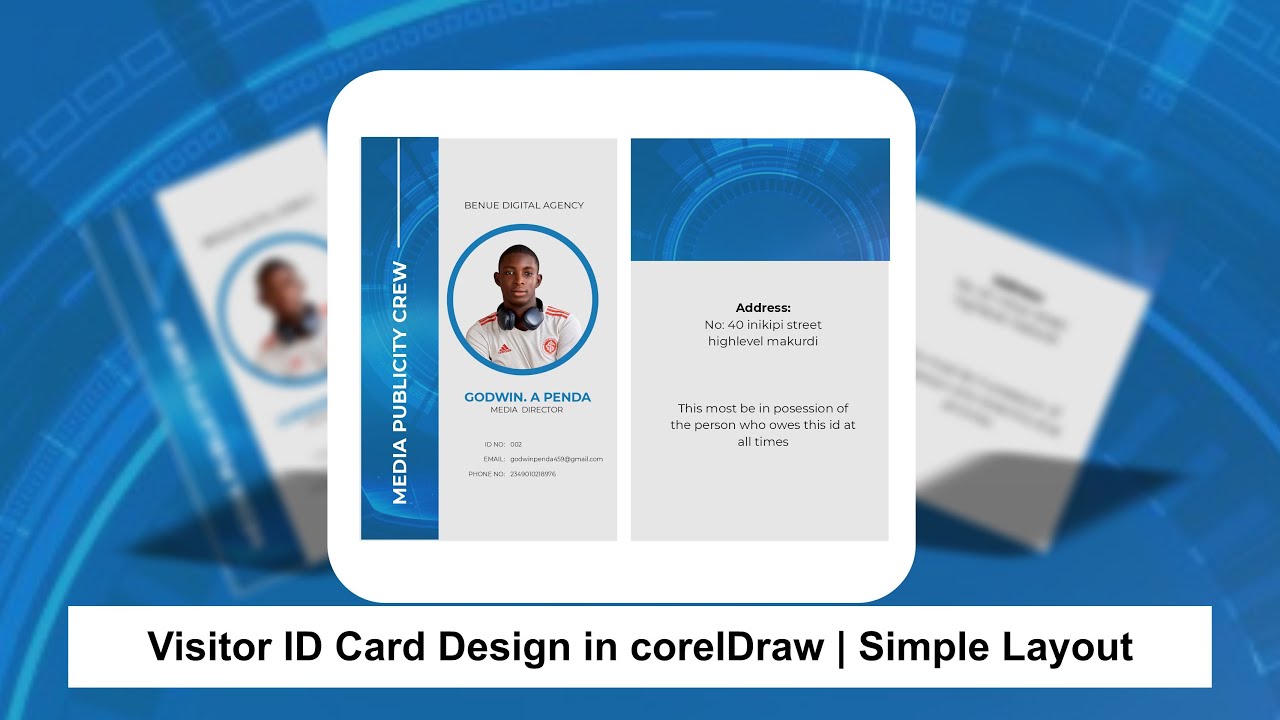 Visitor ID Card Design in CorelDraw | Simple Layout