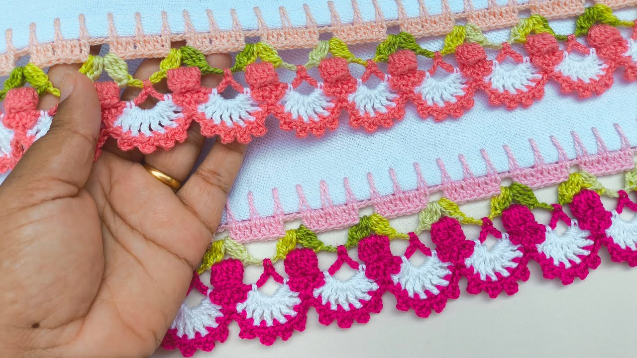 BICO DE CROCHÊ PARA PANO DE PRATO FÁCIL E RÁPIDO - modelo tulipas