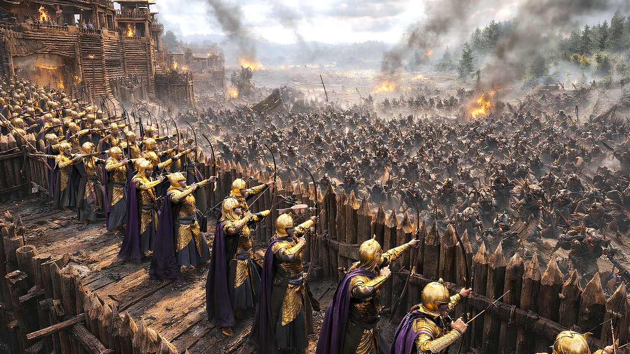 2,000 Elves Hold the Wall Against 4,000 Gundabad Orcs &ndash; EPIC Siege | LOTR Bannerlord Mod