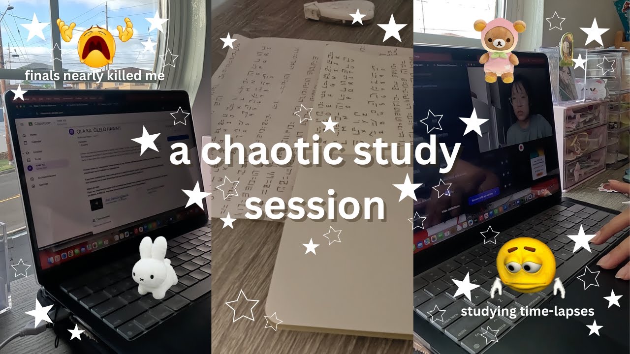 a chaotic study with me video: studying time-lapse, hawaiian language notes