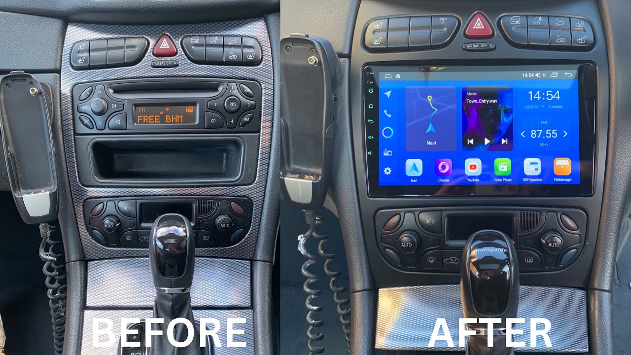 NEW Touchscreen Headunit Install Review Mercedes CLK W209 2002-2009 Reset SRS Airbag Warning Light