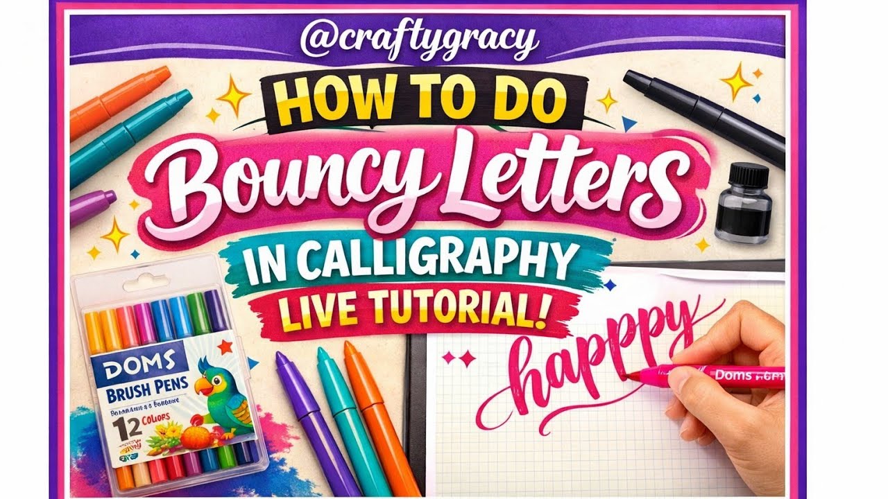 live brush pen calligraphy class | how to make bouncy letters in calligraphy #domsbrushpen