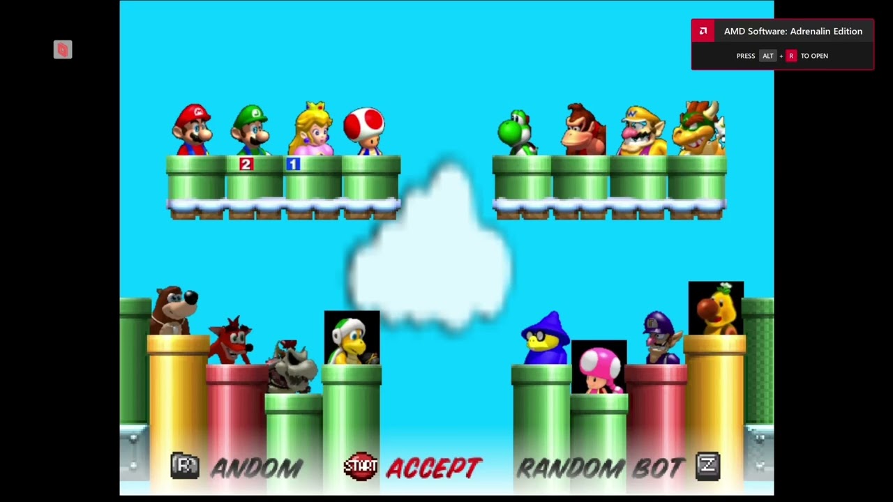 Mario Kart 64 - Hooting Time 1.1 Hack -  Project 64 - Online Parsec Netplay - 2 Players GP and Vs.
