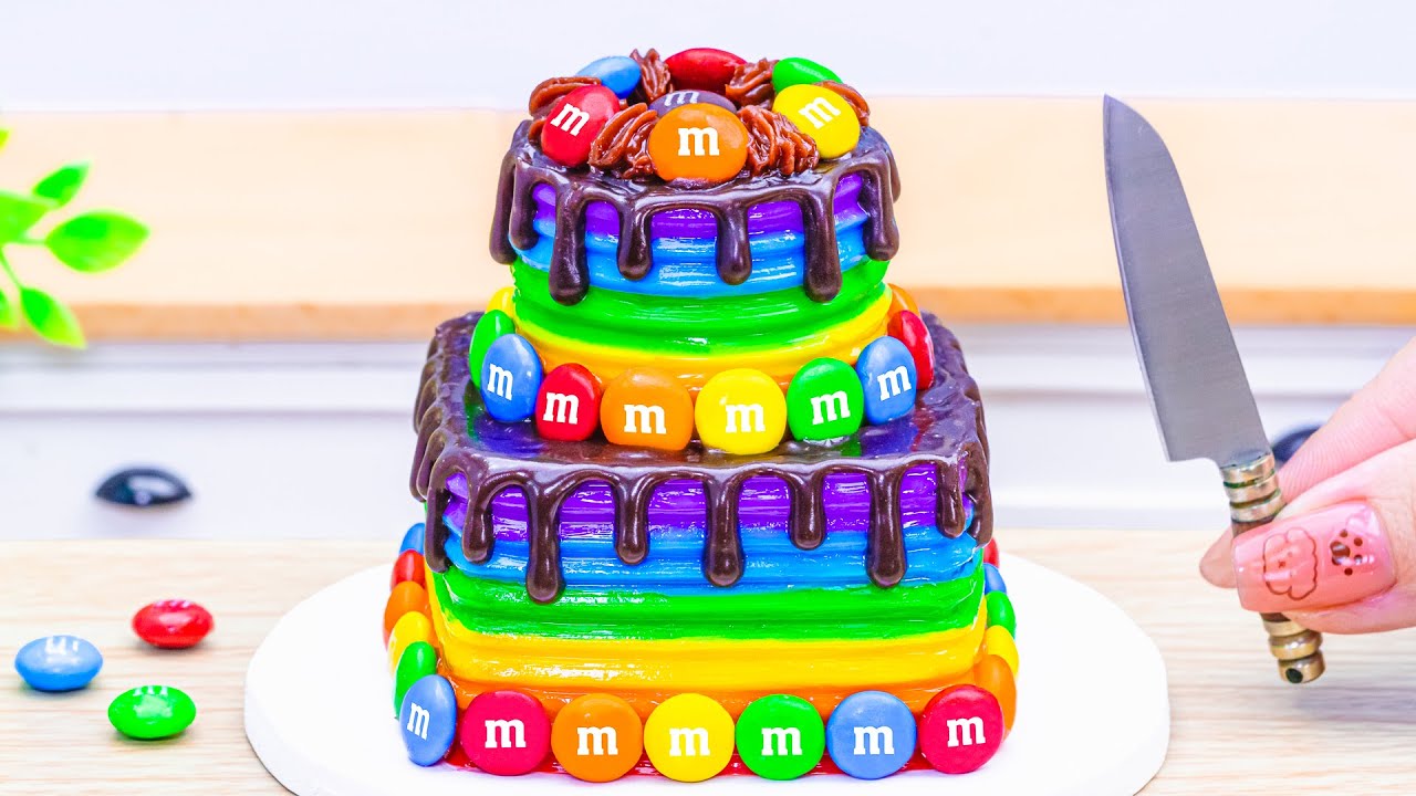 Sweet Rainbow Candy Cake with Chocolate Drip🌈🍭 | Mini Dessert for Kids