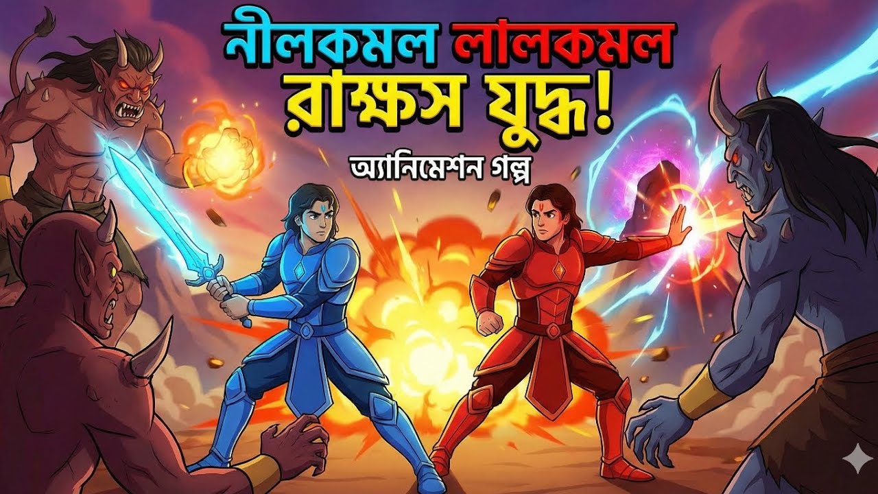 নীলকমল লালকমল রাক্ষস যুদ্ধ! অ্যানিমেশন গল্প#mojarcartoon #cute #moralstory #cartton 