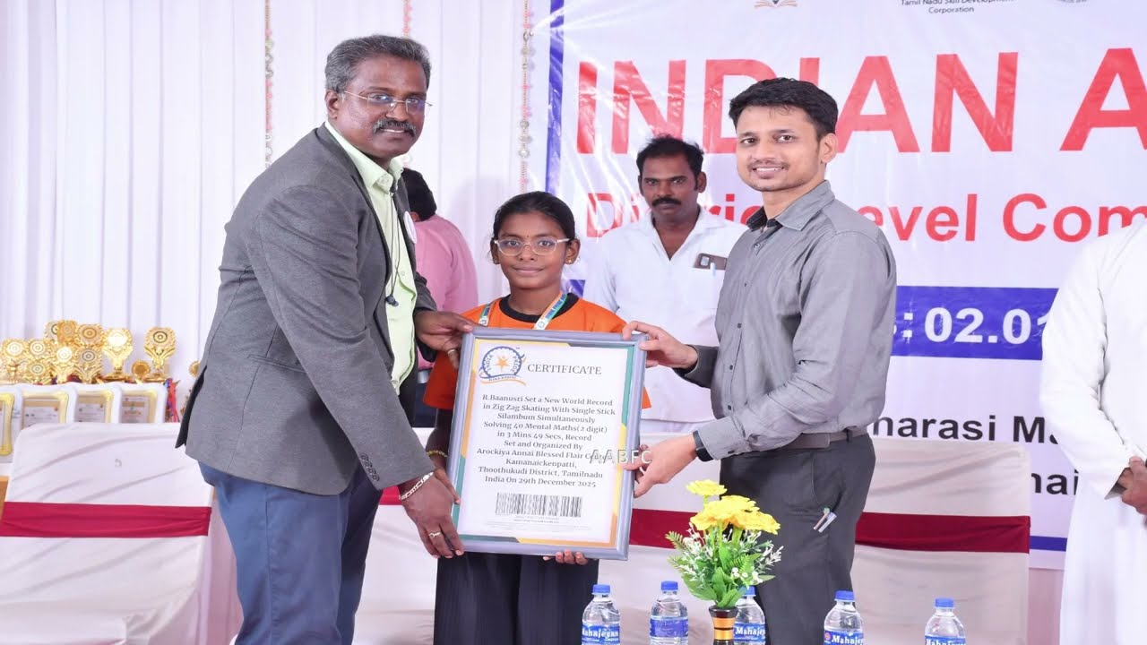 Amazing Abacus Multitasking – Skating + Silambam + Mind Math | World Record Attempt