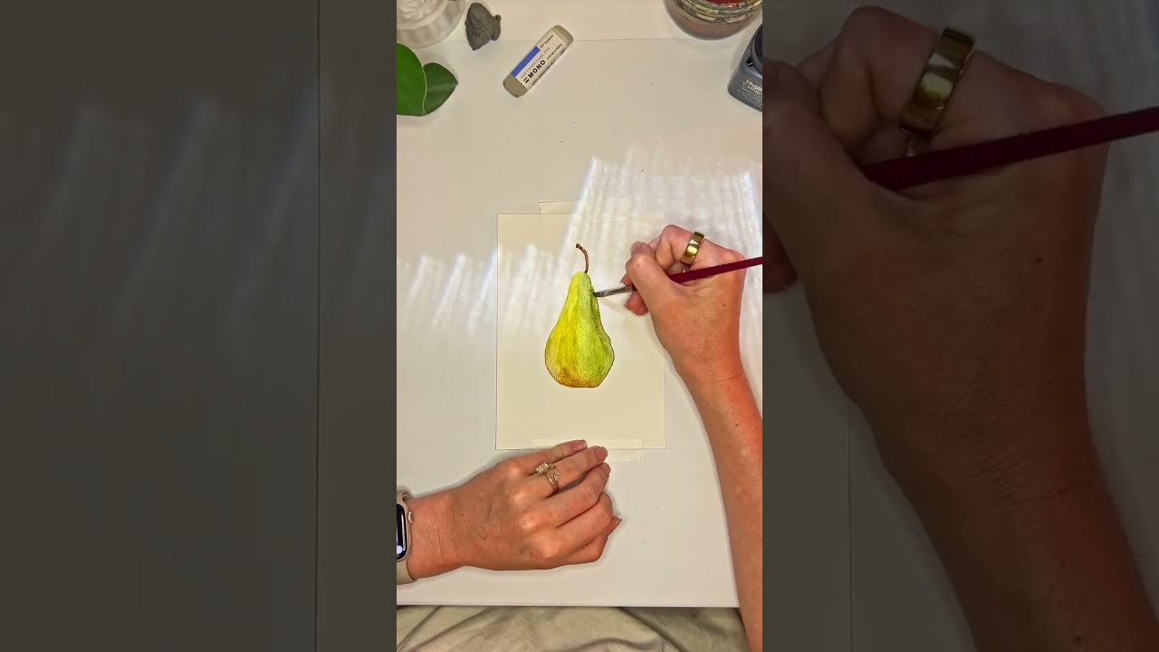 Day 22: Pear! 🍐  #foodartchallenge #watercolorpainting #cozyart #cutechannel