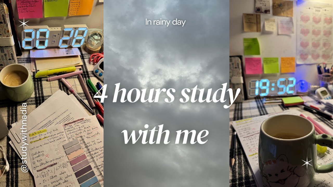 📌4 Hours Study with me📝📚📋 | 50\10 pomodoro ⏱️| fire crackling🔥