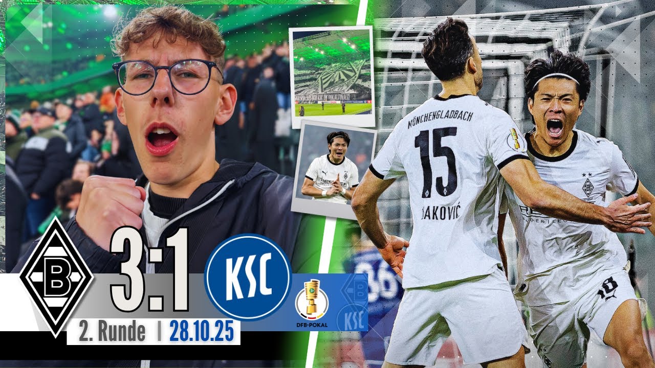 Gladbach vs. Kalsruhe StadionVlog🔥Machino und Co. schicken Borussia ins Achtelfinale⚽️💯