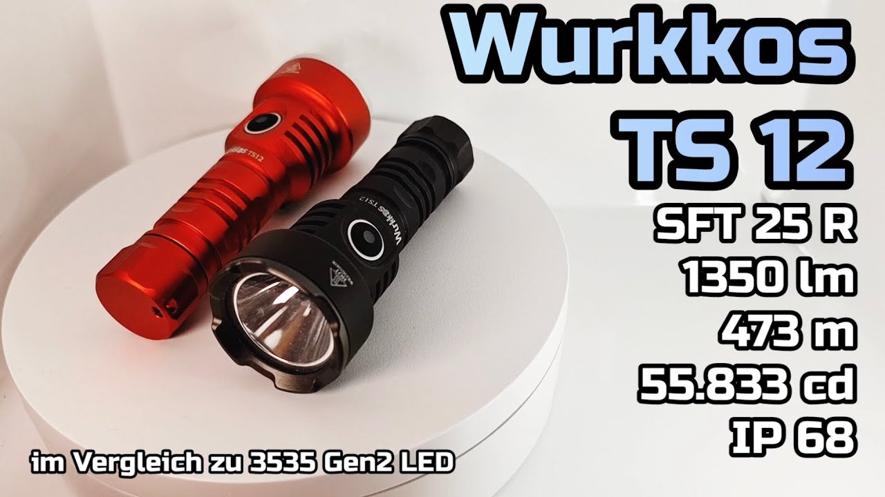 Wurkkos TS12 SFT25R Review vs. 3535B LED Taschenlampe Minithrower Beamshots Mini flashlight 1350lm