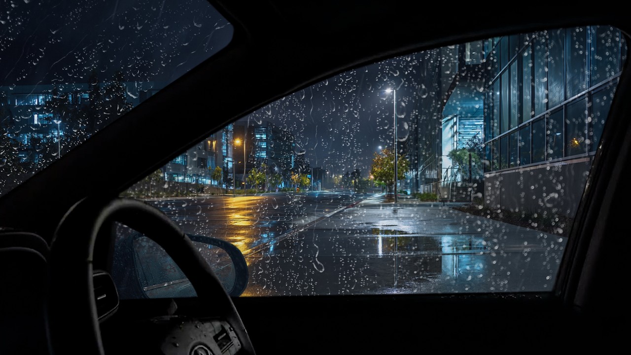 Parked in Heavy Rain and Thunder at Night - Fall into Deep Sleep, Feel Safe and Calm Atmosphere