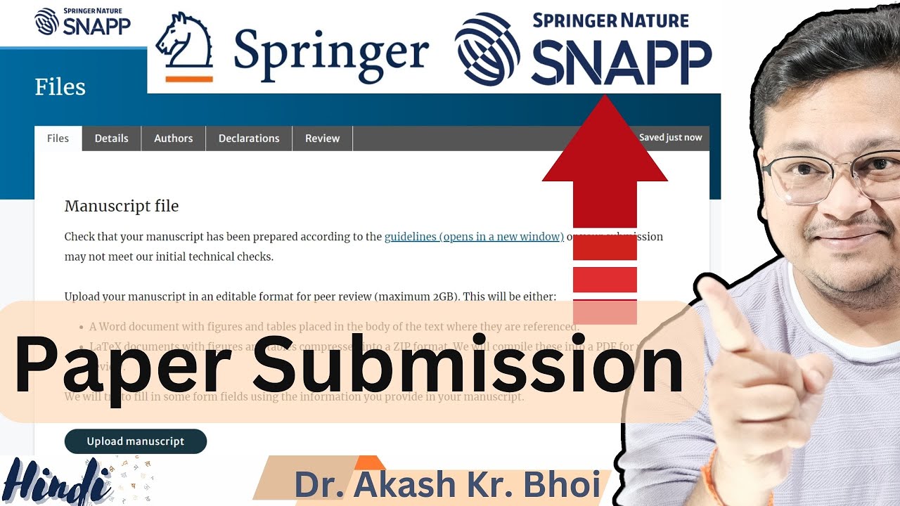 Paper Submission via Springer SNAPP || Submitting a manuscript to a Springer journal || Hindi