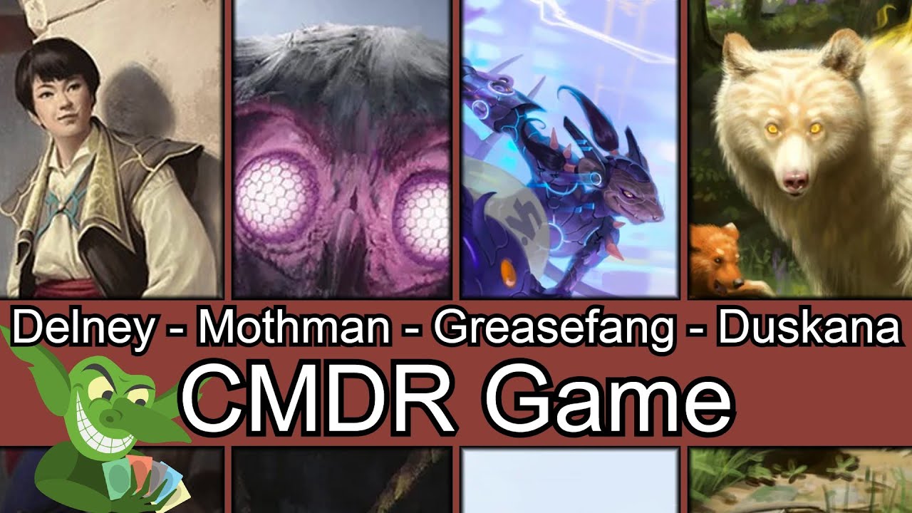 Delney vs Wise Mothman vs Greasefang vs Duskana EDH / CMDR game play for Magic: The Gathering