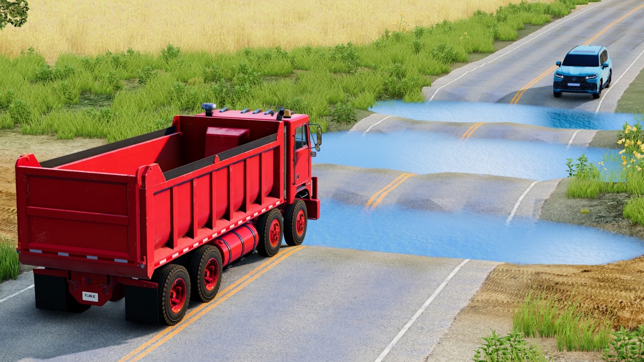 Cars vs Water Potholes in BeamNG Drive ! #9