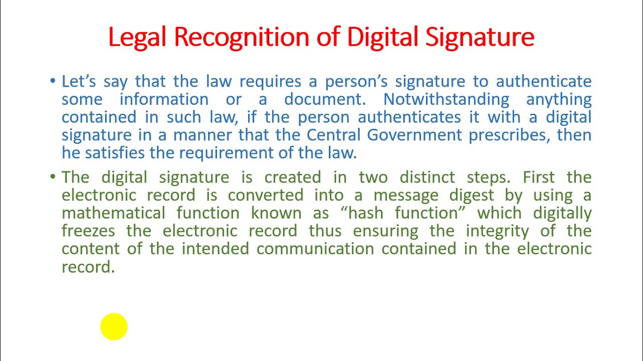 Unit - 2 Lecture 05 Legal Recognition of Electronic and Digital Records and Certifying Authorities