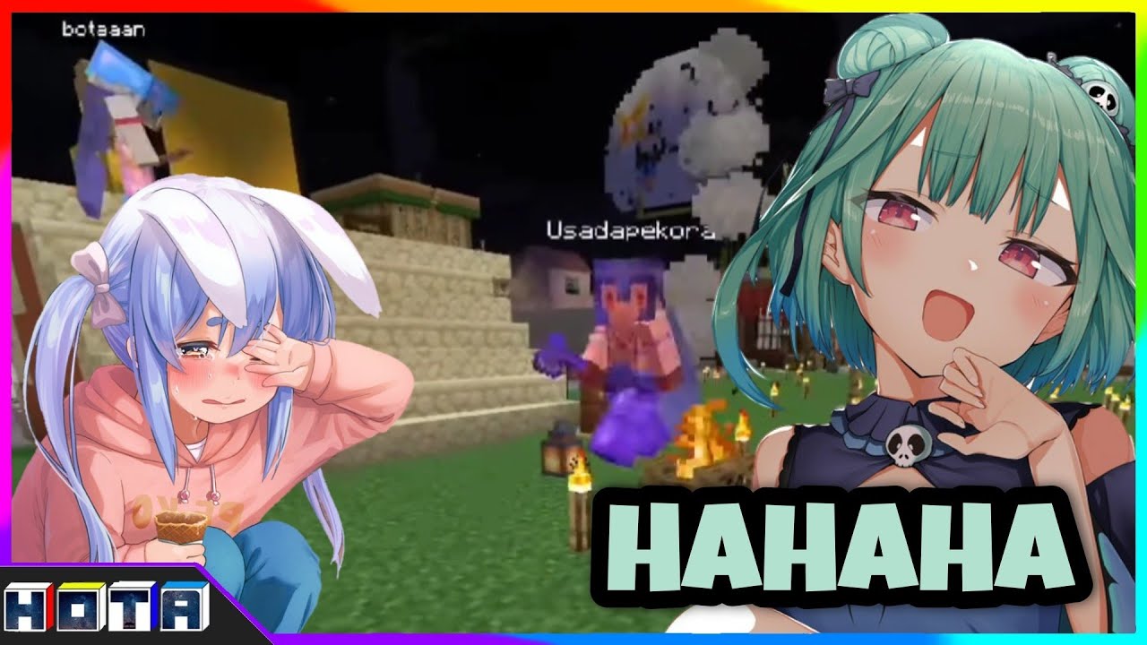 [Hololive] Rushia Secretly Cooking a Rabbit Meat, but Pekora Watching it [Minecraft] [Eng Sub]