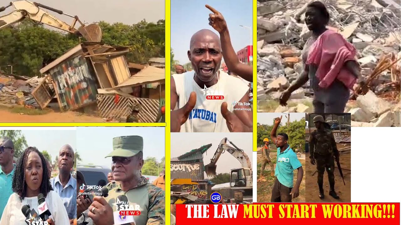 Watch How Military Demolishes Some Buildings & Structures Near Kpeshie Legoon In Accra