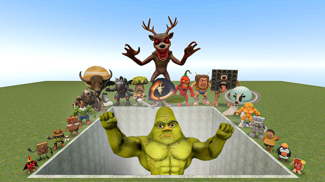 AI Brainrot Memes vs Un Din Din Ma Din Dan Bosses in Giant Pit – Gmod Chaos