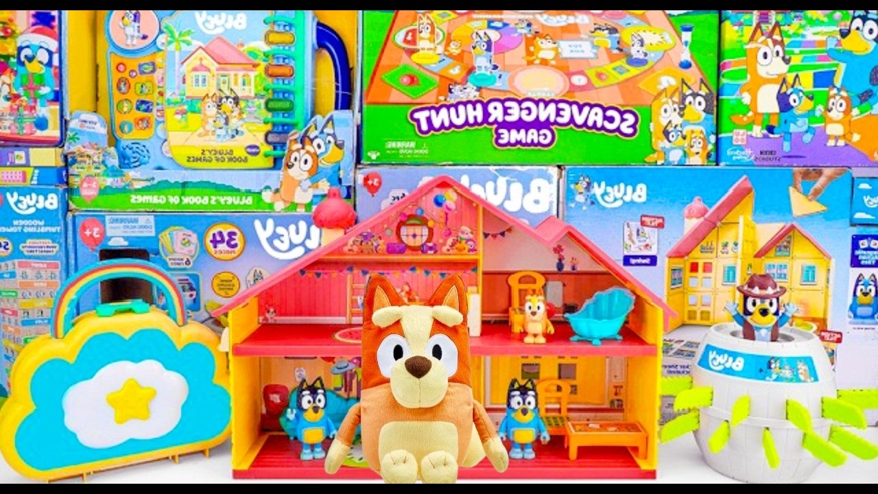 Bluey Toys Collection Unboxing Review 🐾 Bluey Family Home Playset & Bluey Scavenger Hunt Game